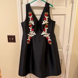 Chi Chi London Black Dress with Floral Embroidery size 22